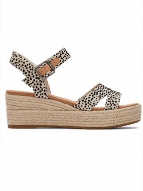 TOMS Audrey Mini Cheetah Print Espadrille Wedge Platform Sandals Womens 9M Boho